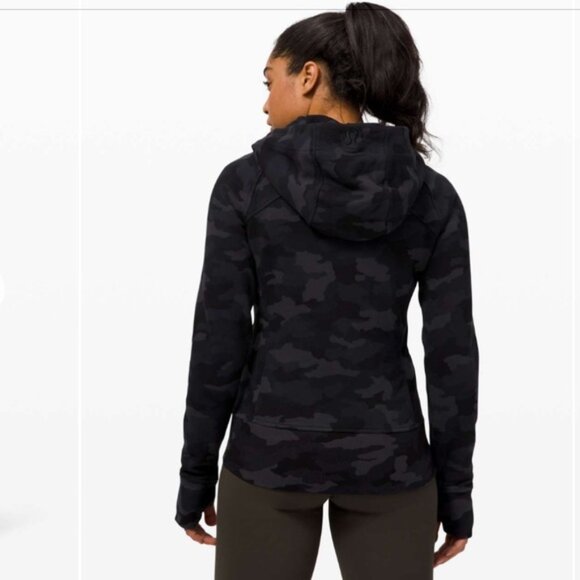 Lululemon Scuba Hoodie Light Cotton Fleece Jacket Pockets Zip Camo Deep Coal 10 - Picture 7 of 16